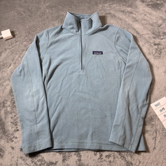 Patagonia Micro D Fleece 1/4 Zip Sweatshirt - Women's Size Medium - Baby Blue - Picture 1 of 7